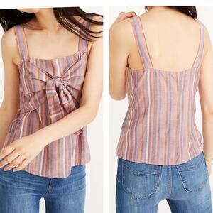 Madewell Tie-Front Cami Top in Rainbow Stripe Women’s Size 6 100% Cotton Summer